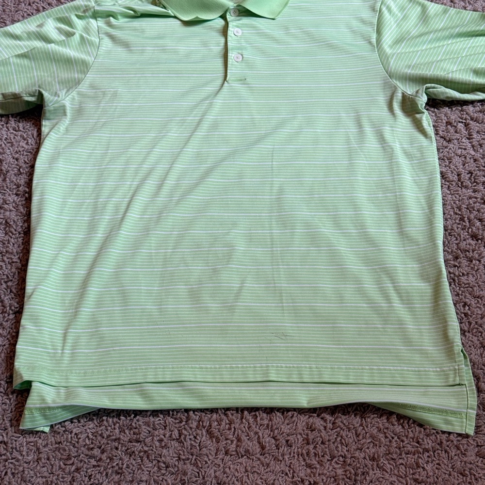Adidas Men's Green Striped Polo Shirt Size L
